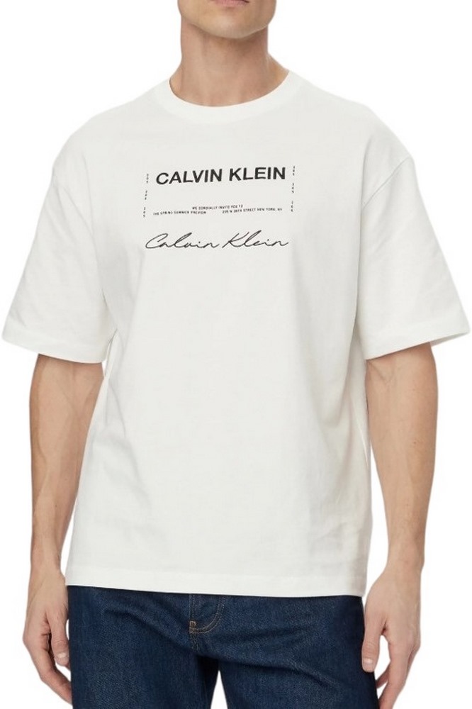 CALVIN KLEIN JEANS 16S APRIL GRAPHIC SEASONAL FASHI T-SHIRT ΜΠΛΟΥΖΑ ΑΝΔΡΙΚΗ BRIGHT WHITE