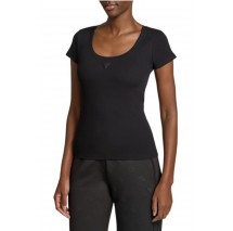GUESS TRIANGLE PATCH SCOOP NK R4 T-SHIRT ΜΠΛΟΥΖΑ ΓΥΝΑΙΚΕΙΑ BLACK