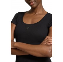 GUESS TRIANGLE PATCH SCOOP NK R4 T-SHIRT ΜΠΛΟΥΖΑ ΓΥΝΑΙΚΕΙΑ BLACK