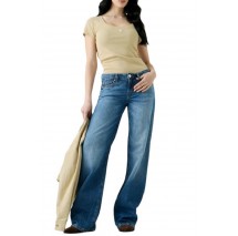 GUESS TRIANGLE PATCH SCOOP NK R4 T-SHIRT ΜΠΛΟΥΖΑ ΓΥΝΑΙΚΕΙΑ TAN