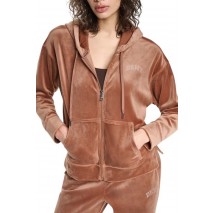DKNY VARSITY VELOUR RHINESTONE LOGO FULL ZIP SWEATRHIRT ΖΑΚΕΤΑ ΓΥΝΑΙΚΕΙΑ CARAMEL