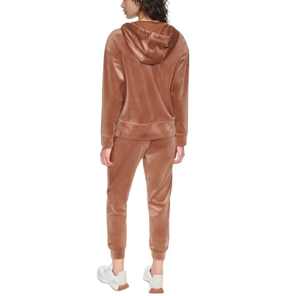 DKNY VARSITY VELOUR RHINESTONE LOGO FULL ZIP SWEATRHIRT ΖΑΚΕΤΑ ΓΥΝΑΙΚΕΙΑ CARAMEL