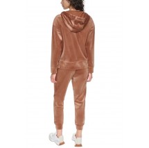 DKNY VARSITY VELOUR RHINESTONE LOGO FULL ZIP SWEATRHIRT ΖΑΚΕΤΑ ΓΥΝΑΙΚΕΙΑ CARAMEL