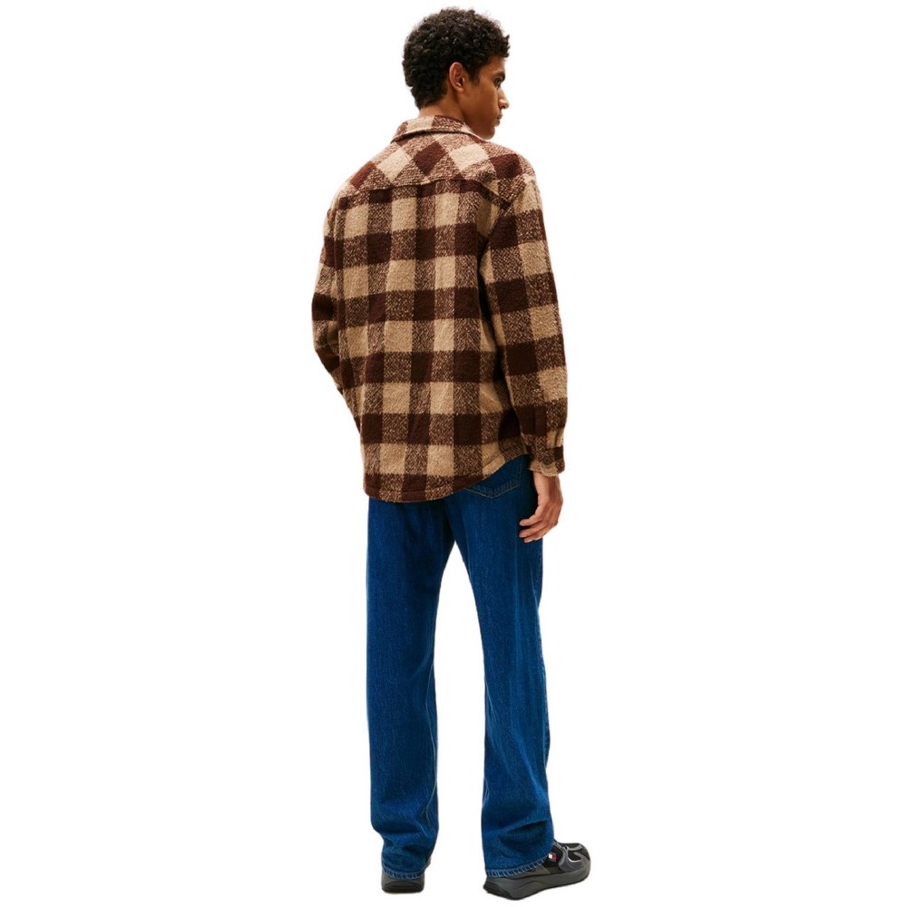 TOMMY JEANS CHECK OVERSHIRT EXT ΜΠΟΥΦΑΝ ΑΝΔΡΙΚΟ BROWN