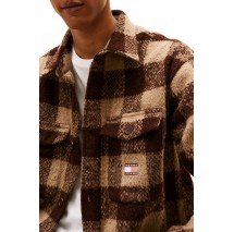 TOMMY JEANS CHECK OVERSHIRT EXT ΜΠΟΥΦΑΝ ΑΝΔΡΙΚΟ BROWN