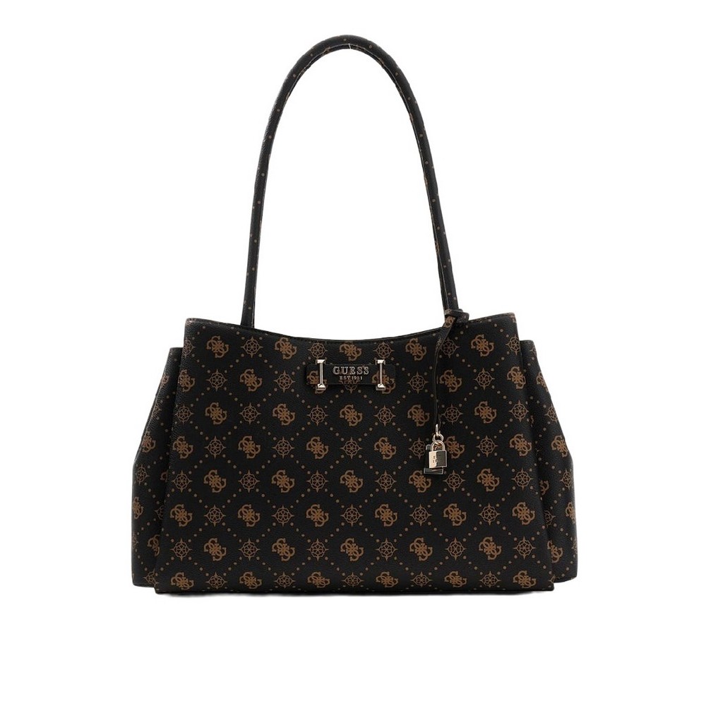 GUESS CARRIE LOGO GRLFRND CARRYALL ΤΣΑΝΤΑ ΓΥΝΑΙΚΕΙΑ BROWN