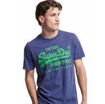 SUPERDRY D2 OVIN VINTAGE VL NEON TEE T-SHIRT ΑΝΔΡΙΚΟ BLUE SKY