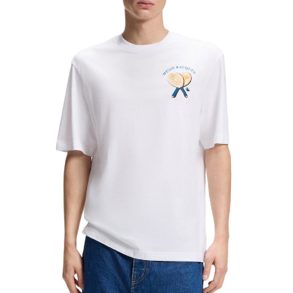 HUGO BOSS JERSEY NULAXO T-SHIRT ΜΠΛΟΥΖΑ ΑΝΔΡΙΚΗ WHITE