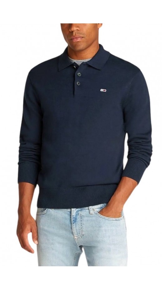 TOMMY JEANS SLIM ESSENTIAL POLO SWEATER ΜΠΛΟΥΖΑ ΠΛΕΚΤΗ ΑΝΔΡΙΚΗ NAVY