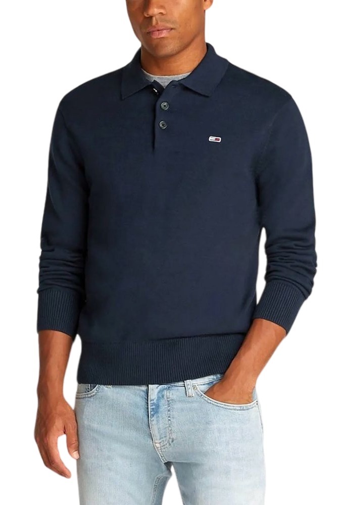 TOMMY JEANS SLIM ESSENTIAL POLO SWEATER ΜΠΛΟΥΖΑ ΠΛΕΚΤΗ ΑΝΔΡΙΚΗ NAVY
