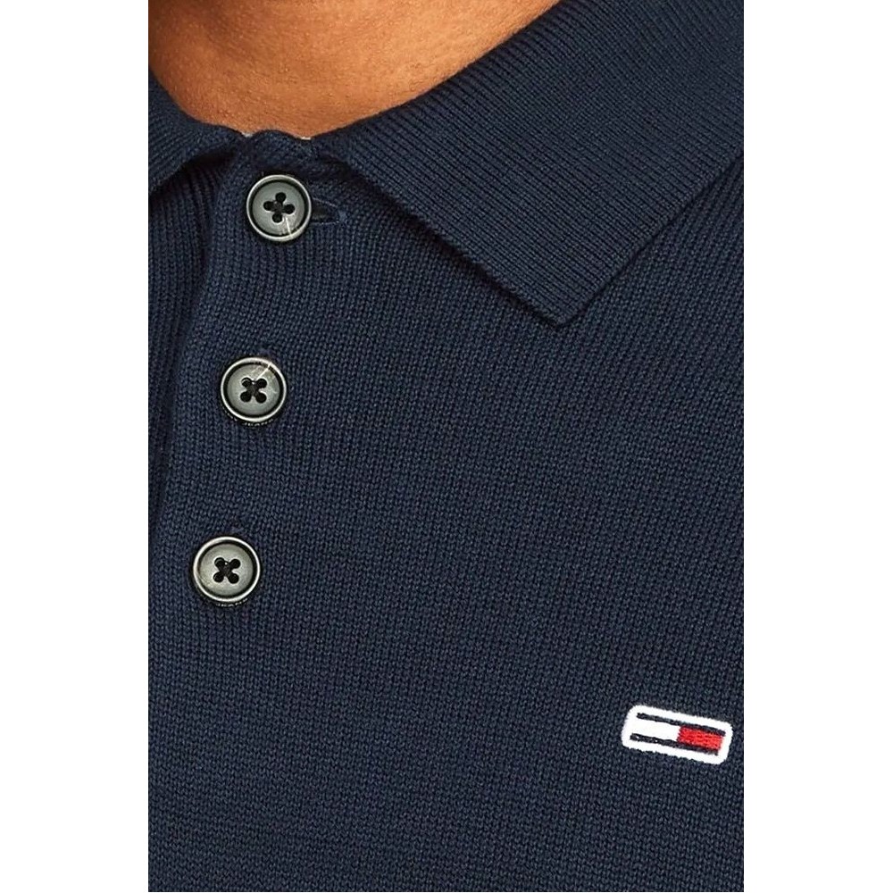 TOMMY JEANS SLIM ESSENTIAL POLO SWEATER ΜΠΛΟΥΖΑ ΠΛΕΚΤΗ ΑΝΔΡΙΚΗ NAVY