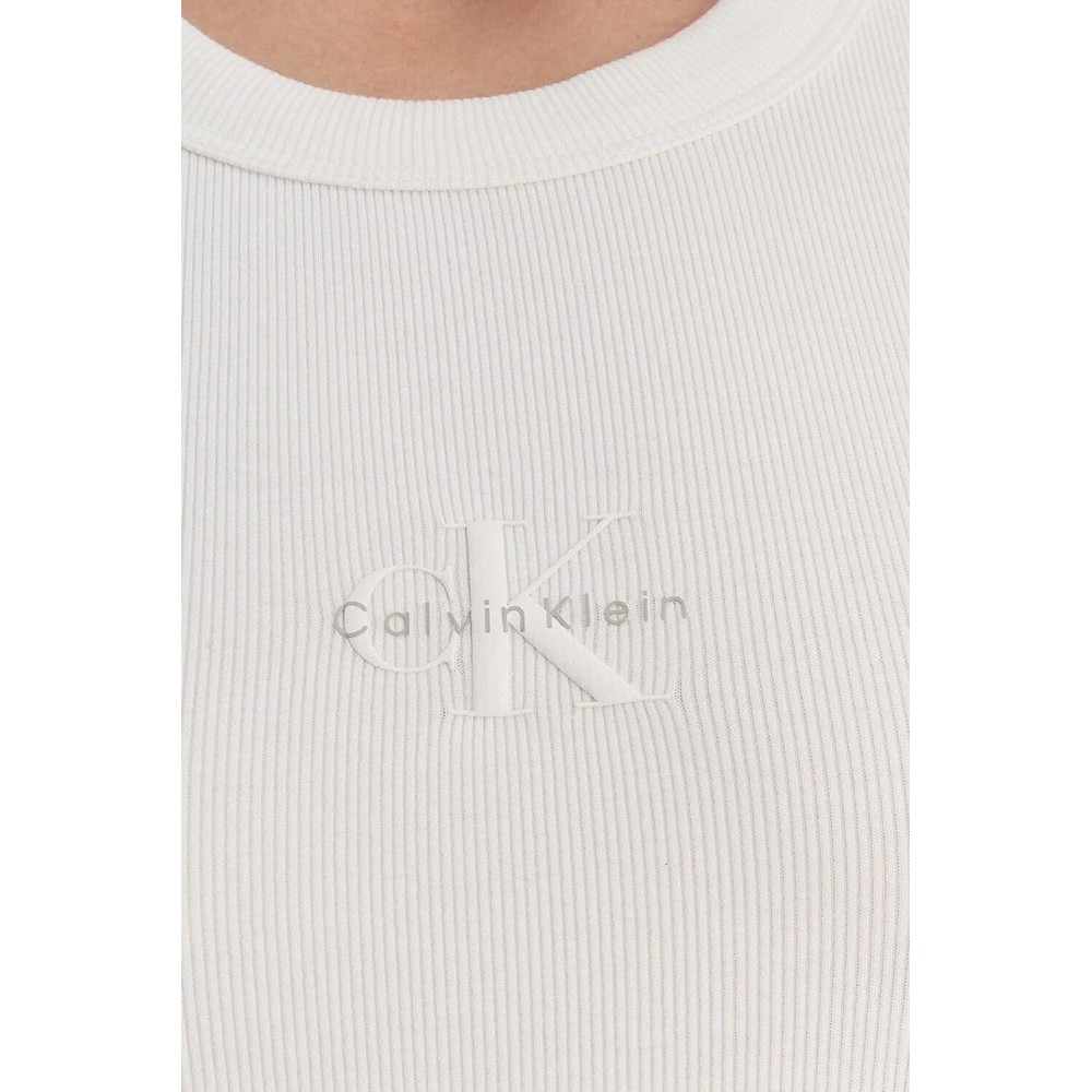 CALVIN KLEIN JEANS SL MONOGRAM RIB TANK ΤΟΠ ΓΥΝΑΙΚΕΙΟ BRIGHT WHITE