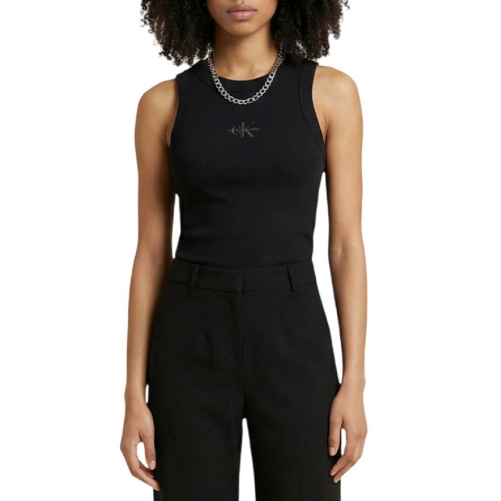 CALVIN KLEIN JEANS SL MONOGRAM RIB TANK ΤΟΠ ΓΥΝΑΙΚΕΙΟ BLACK