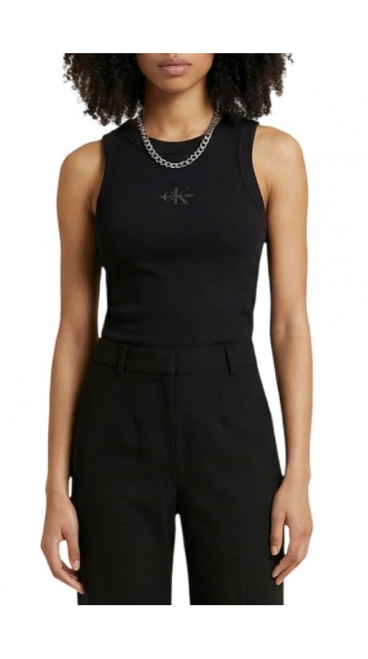 CALVIN KLEIN JEANS SL MONOGRAM RIB TANK ΤΟΠ ΓΥΝΑΙΚΕΙΟ BLACK