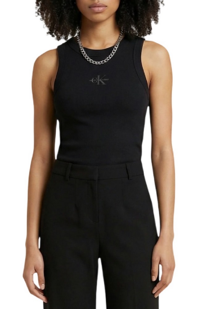 CALVIN KLEIN JEANS SL MONOGRAM RIB TANK ΤΟΠ ΓΥΝΑΙΚΕΙΟ BLACK