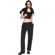 DKNY HIGH RISE FLOCKED LOGO RELAXED PANT ΠΑΝΤΕΛΟΝΙ ΦΟΡΜΑ ΓΥΝΑΙΚΕΙΟ BLACK