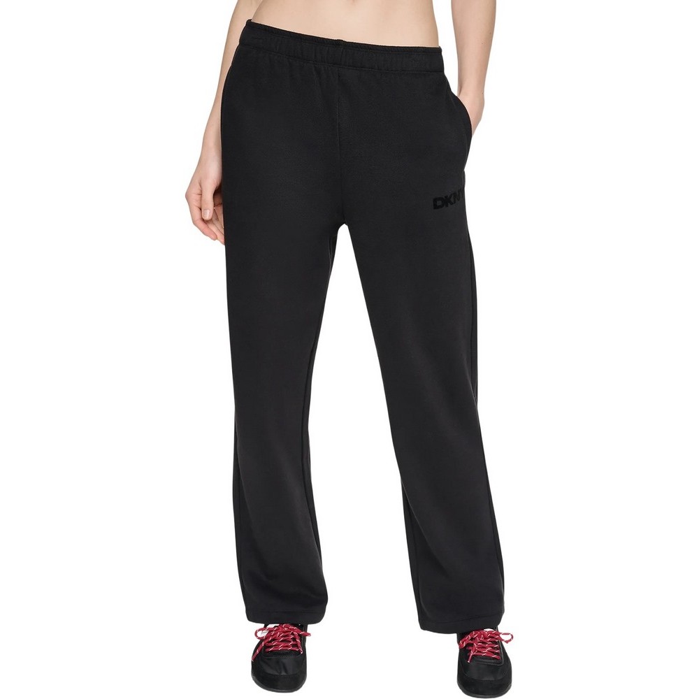 DKNY HIGH RISE FLOCKED LOGO RELAXED PANT ΠΑΝΤΕΛΟΝΙ ΦΟΡΜΑ ΓΥΝΑΙΚΕΙΟ BLACK