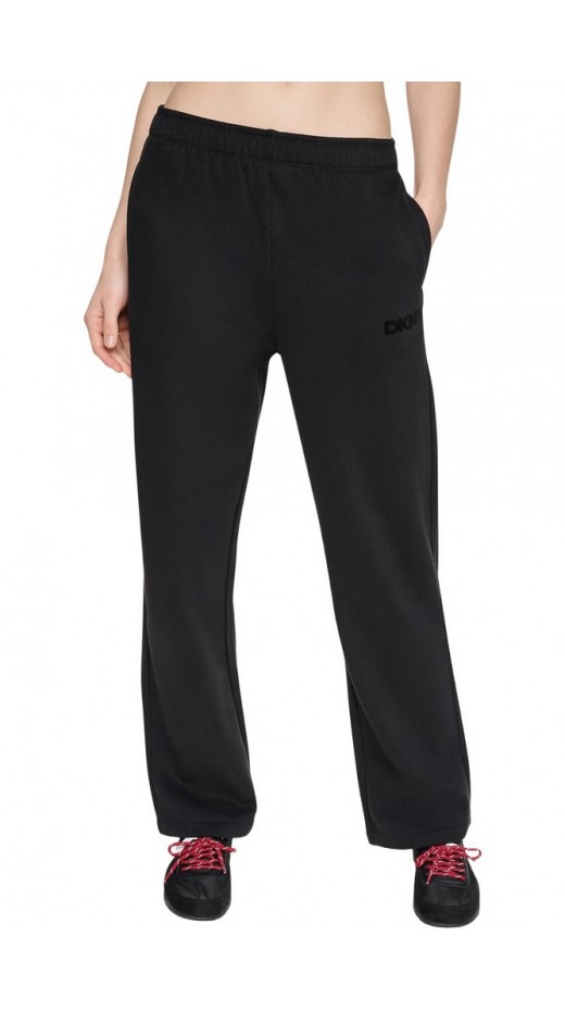 DKNY HIGH RISE FLOCKED LOGO RELAXED PANT ΠΑΝΤΕΛΟΝΙ ΦΟΡΜΑ ΓΥΝΑΙΚΕΙΟ BLACK