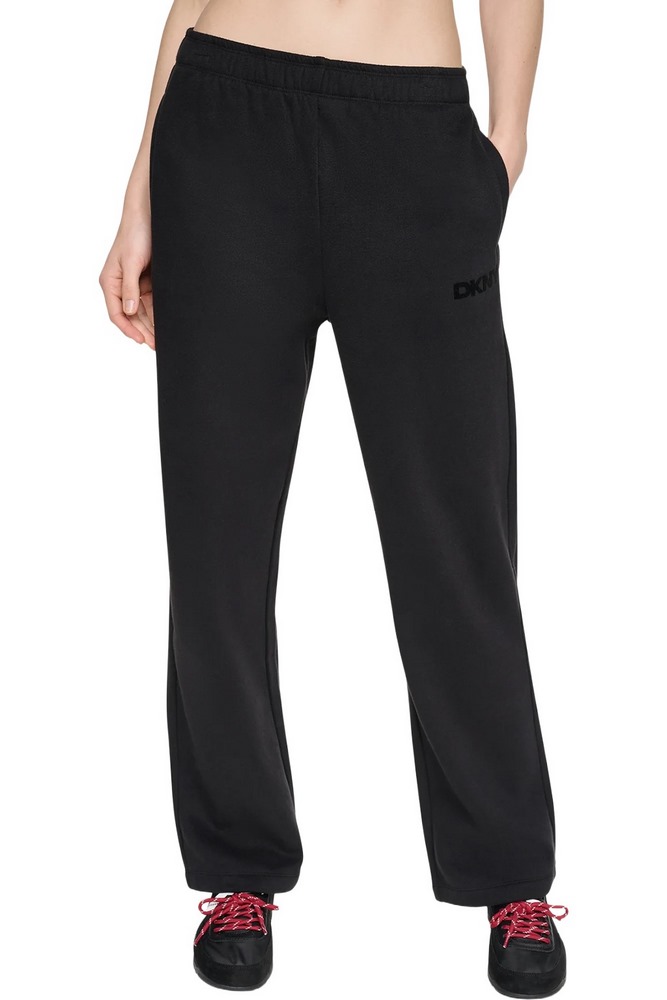 DKNY HIGH RISE FLOCKED LOGO RELAXED PANT ΠΑΝΤΕΛΟΝΙ ΦΟΡΜΑ ΓΥΝΑΙΚΕΙΟ BLACK