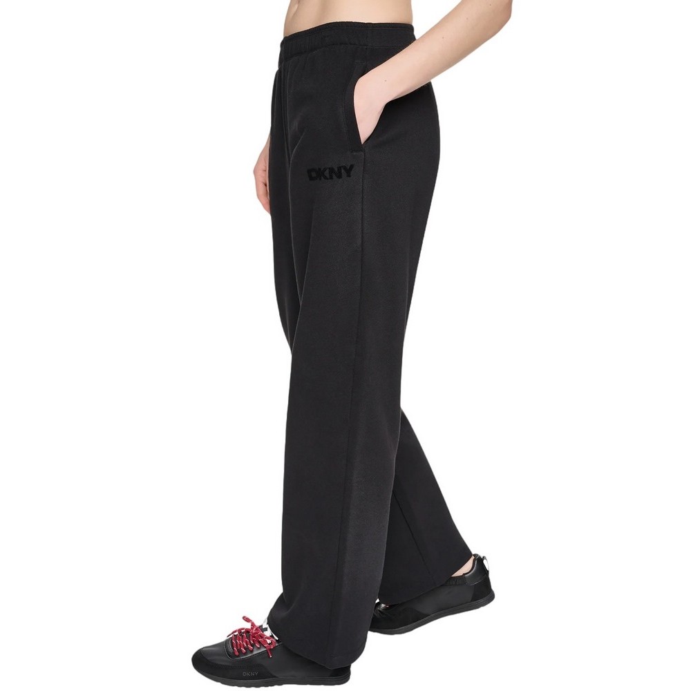 DKNY HIGH RISE FLOCKED LOGO RELAXED PANT ΠΑΝΤΕΛΟΝΙ ΦΟΡΜΑ ΓΥΝΑΙΚΕΙΟ BLACK