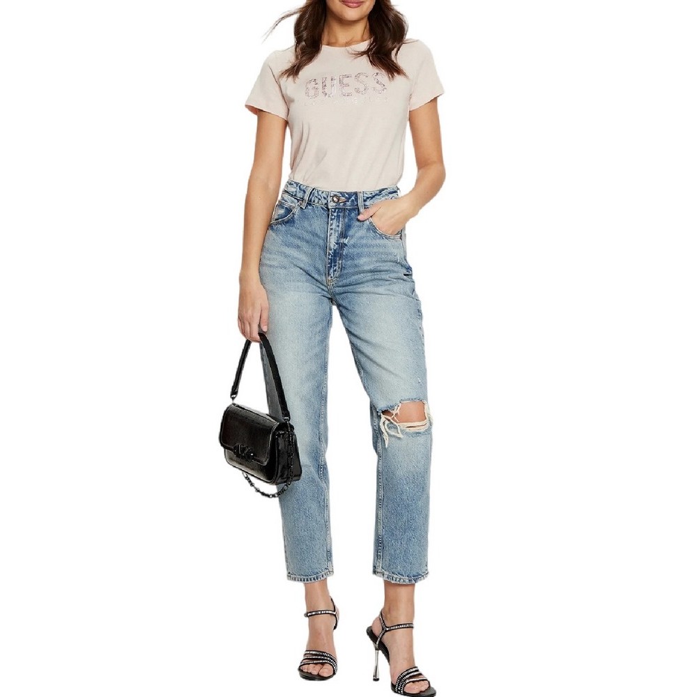 GUESS SS CN PYTHON LOGO TEE T-SHIRT ΜΠΛΟΥΖΑ ΓΥΝΑΙΚΕΙΑ ROSE