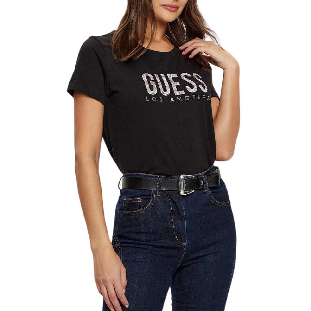 GUESS SS CN PYTHON LOGO TEE T-SHIRT ΜΠΛΟΥΖΑ ΓΥΝΑΙΚΕΙΑ BLACK