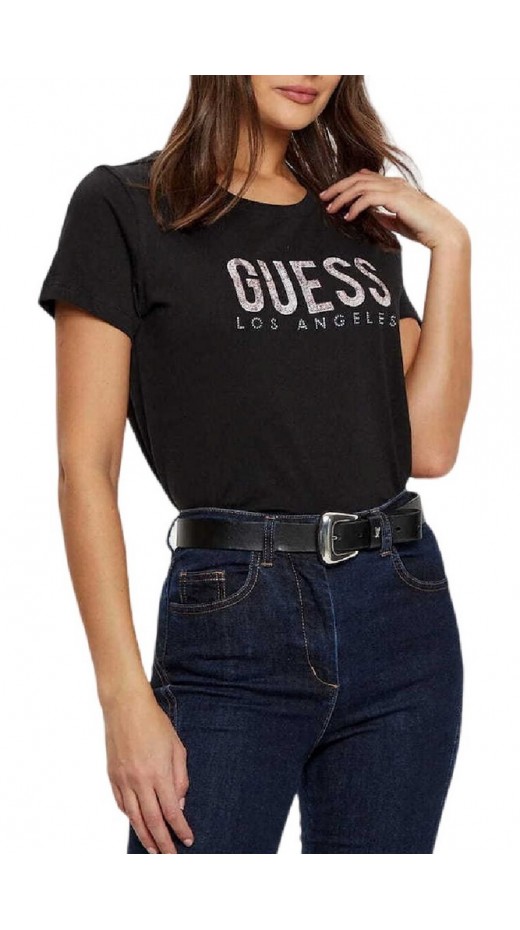 GUESS SS CN PYTHON LOGO TEE T-SHIRT ΜΠΛΟΥΖΑ ΓΥΝΑΙΚΕΙΑ BLACK