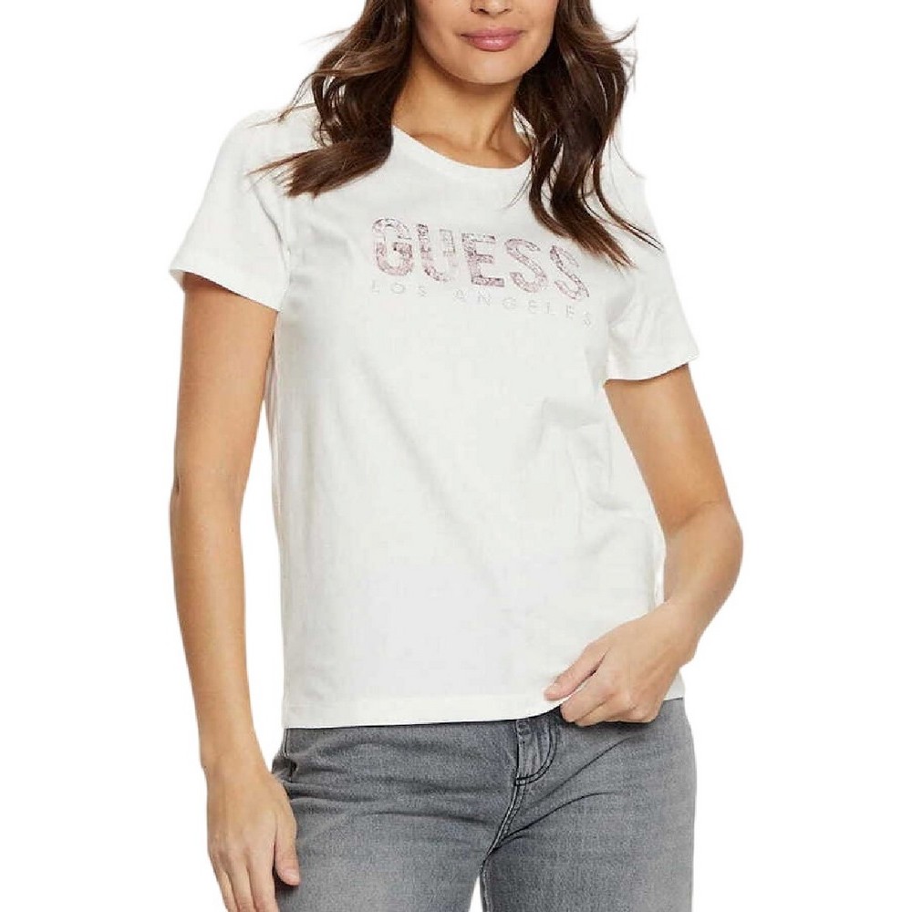 GUESS SS CN PYTHON LOGO TEE T-SHIRT ΜΠΛΟΥΖΑ ΓΥΝΑΙΚΕΙΑ OFF WHITE