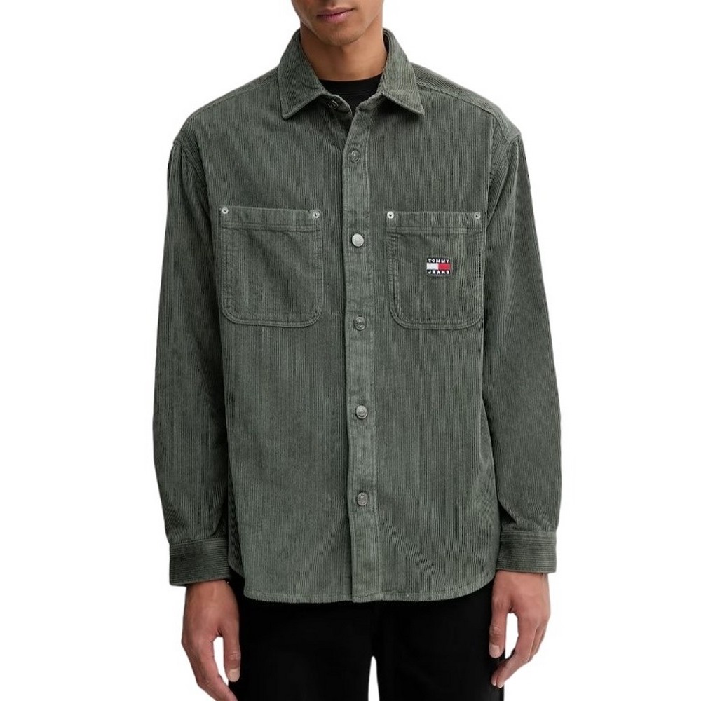 TOMMY JEANS RLX WASHED CORD SHIRT EXT ΠΟΥΚΑΜΙΣΟ ΑΝΔΡΙΚΟ GREEN