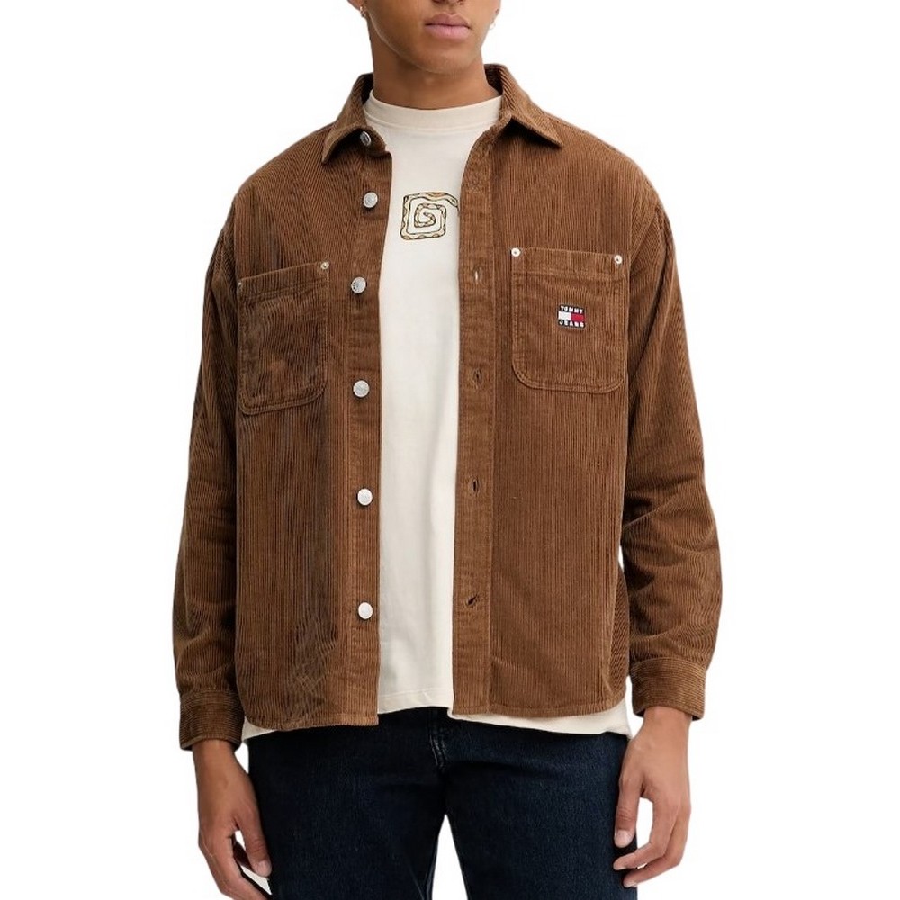 TOMMY JEANS RLX WASHED CORD SHIRT EXT ΠΟΥΚΑΜΙΣΟ ΑΝΔΡΙΚΟ BROWN