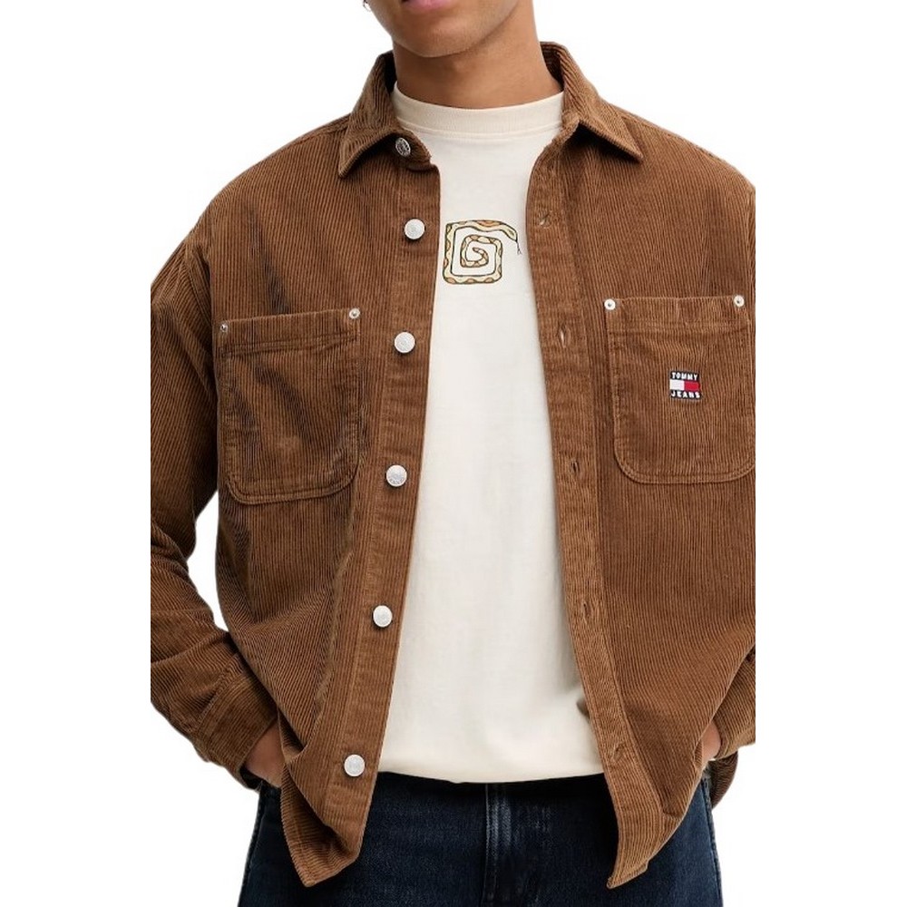 TOMMY JEANS RLX WASHED CORD SHIRT EXT ΠΟΥΚΑΜΙΣΟ ΑΝΔΡΙΚΟ BROWN