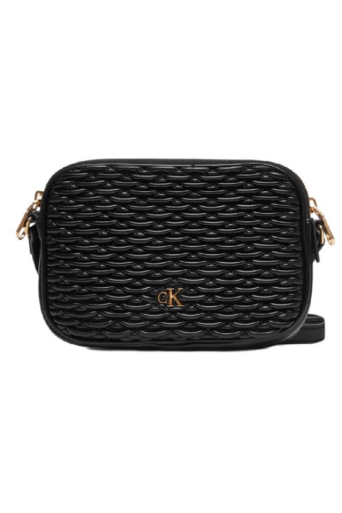 CALVIN KLEIN PLEATED DOUBLE ZIP CAMERA BAG ΤΣΑΝΤΑ ΓΥΝΑΙΚΕΙΑ BLACK