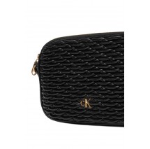CALVIN KLEIN PLEATED DOUBLE ZIP CAMERA BAG ΤΣΑΝΤΑ ΓΥΝΑΙΚΕΙΑ BLACK