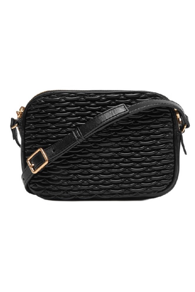 CALVIN KLEIN PLEATED DOUBLE ZIP CAMERA BAG ΤΣΑΝΤΑ ΓΥΝΑΙΚΕΙΑ BLACK