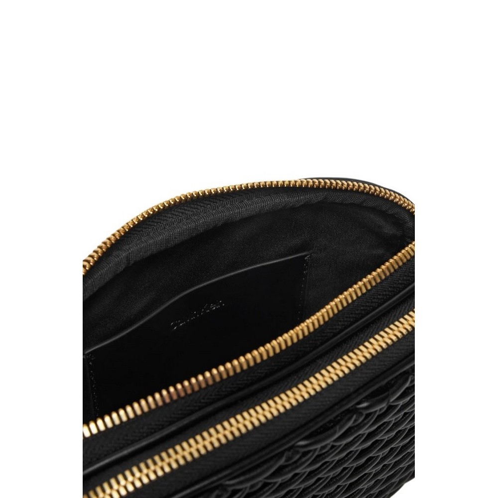 CALVIN KLEIN PLEATED DOUBLE ZIP CAMERA BAG ΤΣΑΝΤΑ ΓΥΝΑΙΚΕΙΑ BLACK