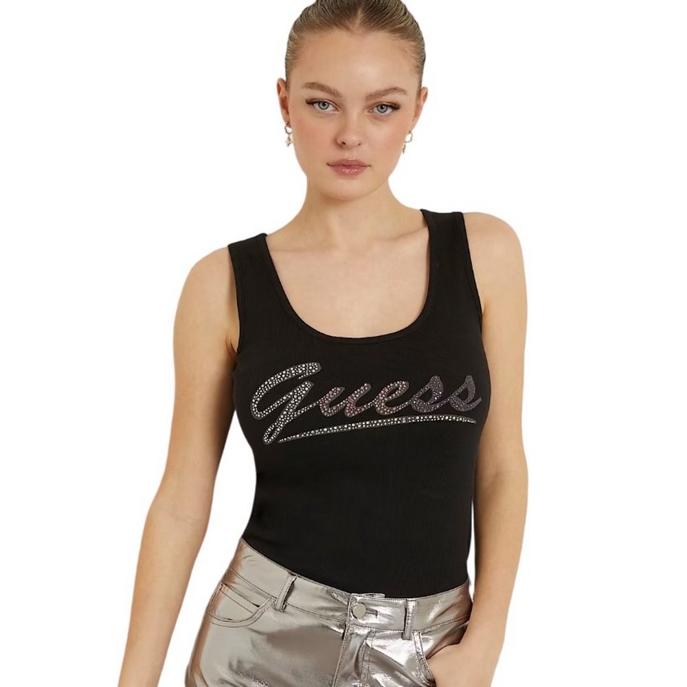 GUESS LOGO TANK TOP ΤΟΠ ΜΠΛΟΥΖΑ ΓΥΝΑΙΚΕΙΑ BLACK