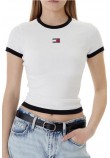 TOMMY JEANS SLIM SH BADGE RIB EXT T-SHIRT ΜΠΛΟΥΖΑ ΓΥΝΑΙΚΕΙΑ ECRU