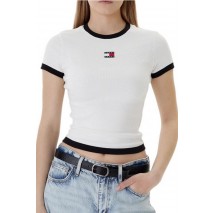 TOMMY JEANS SLIM SH BADGE RIB EXT T-SHIRT ΜΠΛΟΥΖΑ ΓΥΝΑΙΚΕΙΑ ECRU