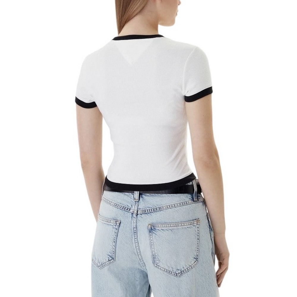 TOMMY JEANS SLIM SH BADGE RIB EXT T-SHIRT ΜΠΛΟΥΖΑ ΓΥΝΑΙΚΕΙΑ ECRU