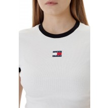 TOMMY JEANS SLIM SH BADGE RIB EXT T-SHIRT ΜΠΛΟΥΖΑ ΓΥΝΑΙΚΕΙΑ ECRU