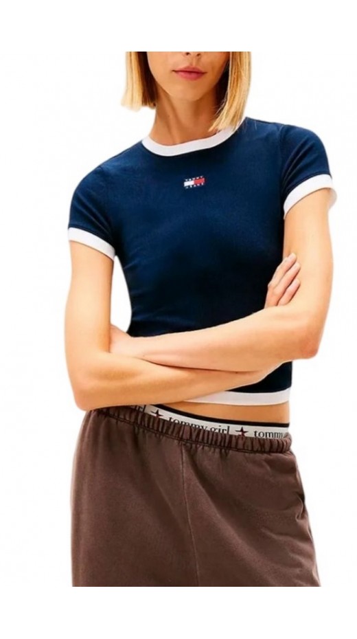 TOMMY JEANS SLIM SH BADGE RIB EXT T-SHIRT ΜΠΛΟΥΖΑ ΓΥΝΑΙΚΕΙΑ DARK NAVY