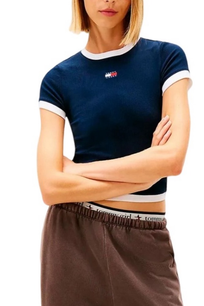 TOMMY JEANS SLIM SH BADGE RIB EXT T-SHIRT ΜΠΛΟΥΖΑ ΓΥΝΑΙΚΕΙΑ DARK NAVY