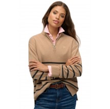 SUPERDRY D3 STUD KNIT ZIP UP HENLEY ΜΠΛΟΥΖΑ ΠΛΕΚΤΗ ΓΥΝΑΙΚΕΙΑ BEIGE