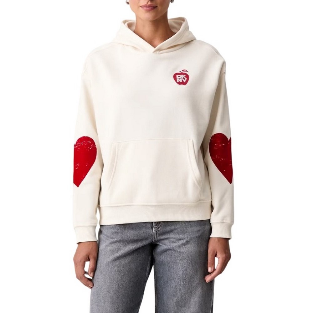 DKNY OVERSIZED BIG APPLE LOGO SWEATSHIRT ΜΠΛΟΥΖΑ ΦΟΥΤΕΡ ΓΥΝΑΙΚΕΙΑ OFF WHITE