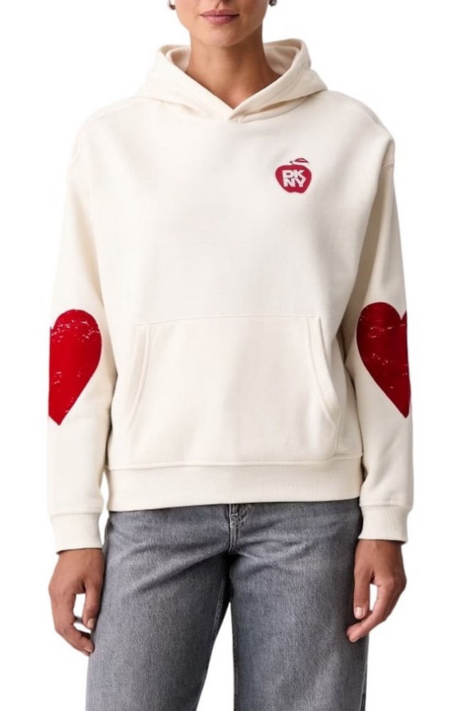 DKNY OVERSIZED BIG APPLE LOGO SWEATSHIRT ΜΠΛΟΥΖΑ ΦΟΥΤΕΡ ΓΥΝΑΙΚΕΙΑ OFF WHITE
