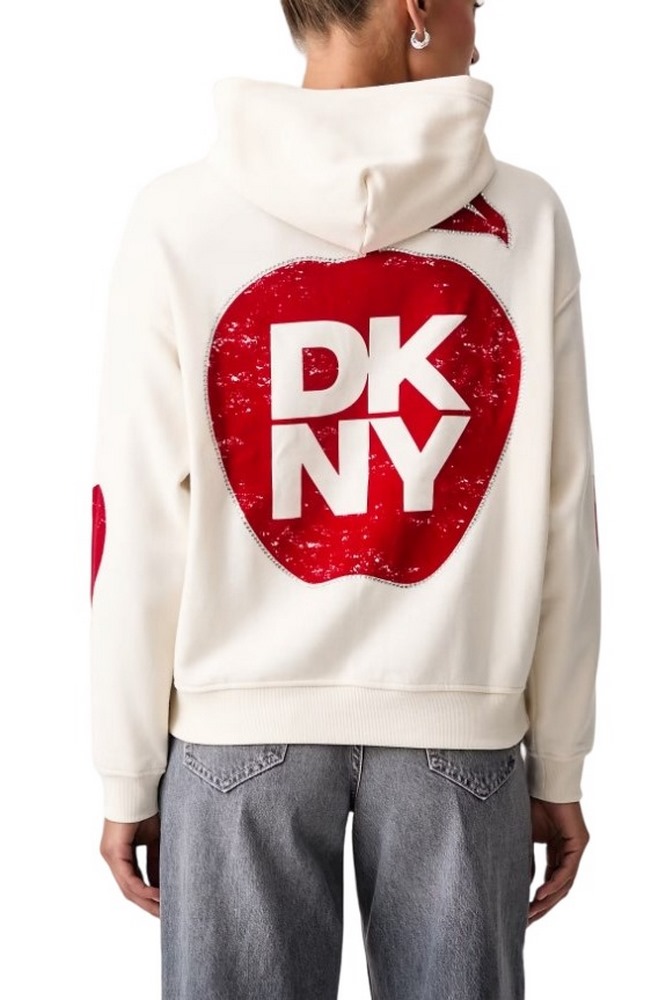 DKNY OVERSIZED BIG APPLE LOGO SWEATSHIRT ΜΠΛΟΥΖΑ ΦΟΥΤΕΡ ΓΥΝΑΙΚΕΙΑ OFF WHITE