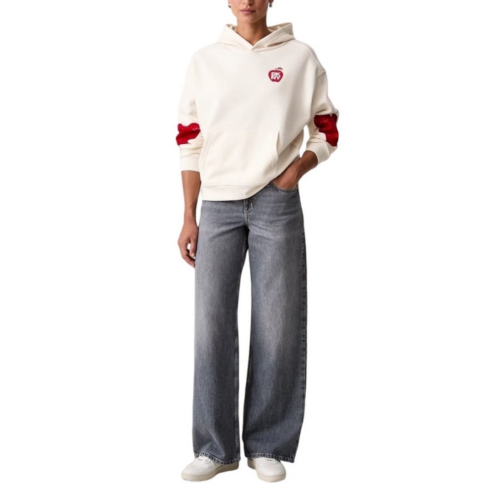 DKNY OVERSIZED BIG APPLE LOGO SWEATSHIRT ΜΠΛΟΥΖΑ ΦΟΥΤΕΡ ΓΥΝΑΙΚΕΙΑ OFF WHITE