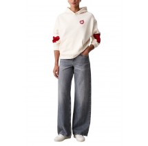 DKNY OVERSIZED BIG APPLE LOGO SWEATSHIRT ΜΠΛΟΥΖΑ ΦΟΥΤΕΡ ΓΥΝΑΙΚΕΙΑ OFF WHITE