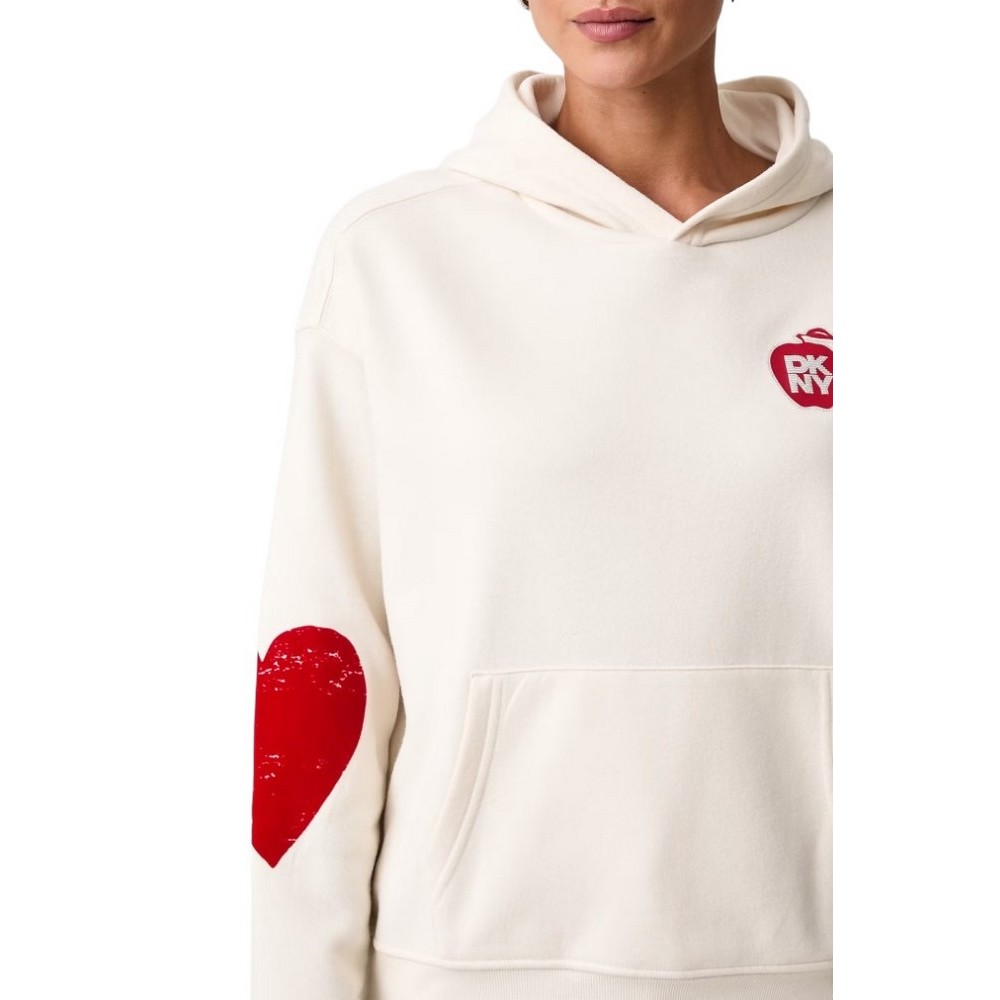 DKNY OVERSIZED BIG APPLE LOGO SWEATSHIRT ΜΠΛΟΥΖΑ ΦΟΥΤΕΡ ΓΥΝΑΙΚΕΙΑ OFF WHITE