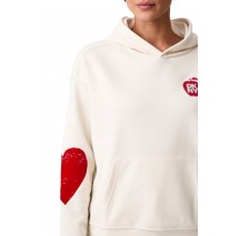 DKNY OVERSIZED BIG APPLE LOGO SWEATSHIRT ΜΠΛΟΥΖΑ ΦΟΥΤΕΡ ΓΥΝΑΙΚΕΙΑ OFF WHITE